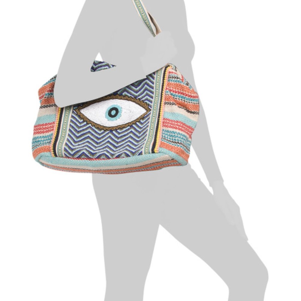 Cotton Jacquard Beaded Tote